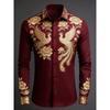2026 Men's Light Luxury Retro Long Sleeve Shirt Gold 3D Printed Shirt Beach Vacation Outdoor Social Clothing Men