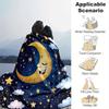 1pc Moon Printing Lightweight Flannel Blanket, Comfortable and Warm Blanket, for Camping Sofa Bed and Couch Office, Gift