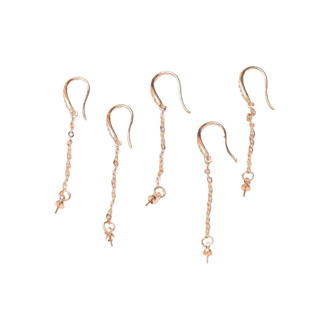 10pcs DIY Accessories 14K Gold Micro-inlaid Ear Hook Earline Empty Holder, Simple Long Handmade Earring Holder Work In Progress Jewelry