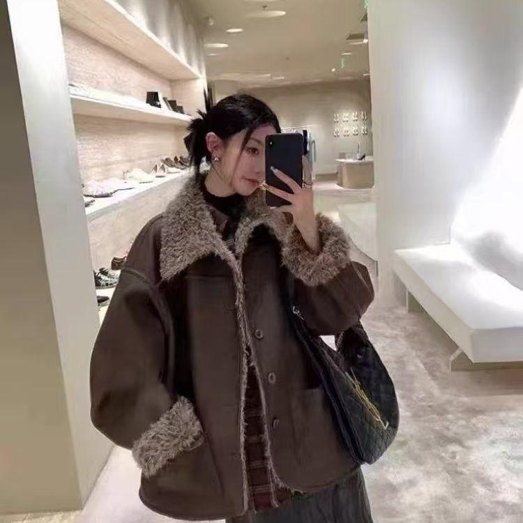 Women s Mid-Length Double-Sided Faux Fur Coat - 2025 Winter Style with Imitation Lamb Wool Thickening XXS