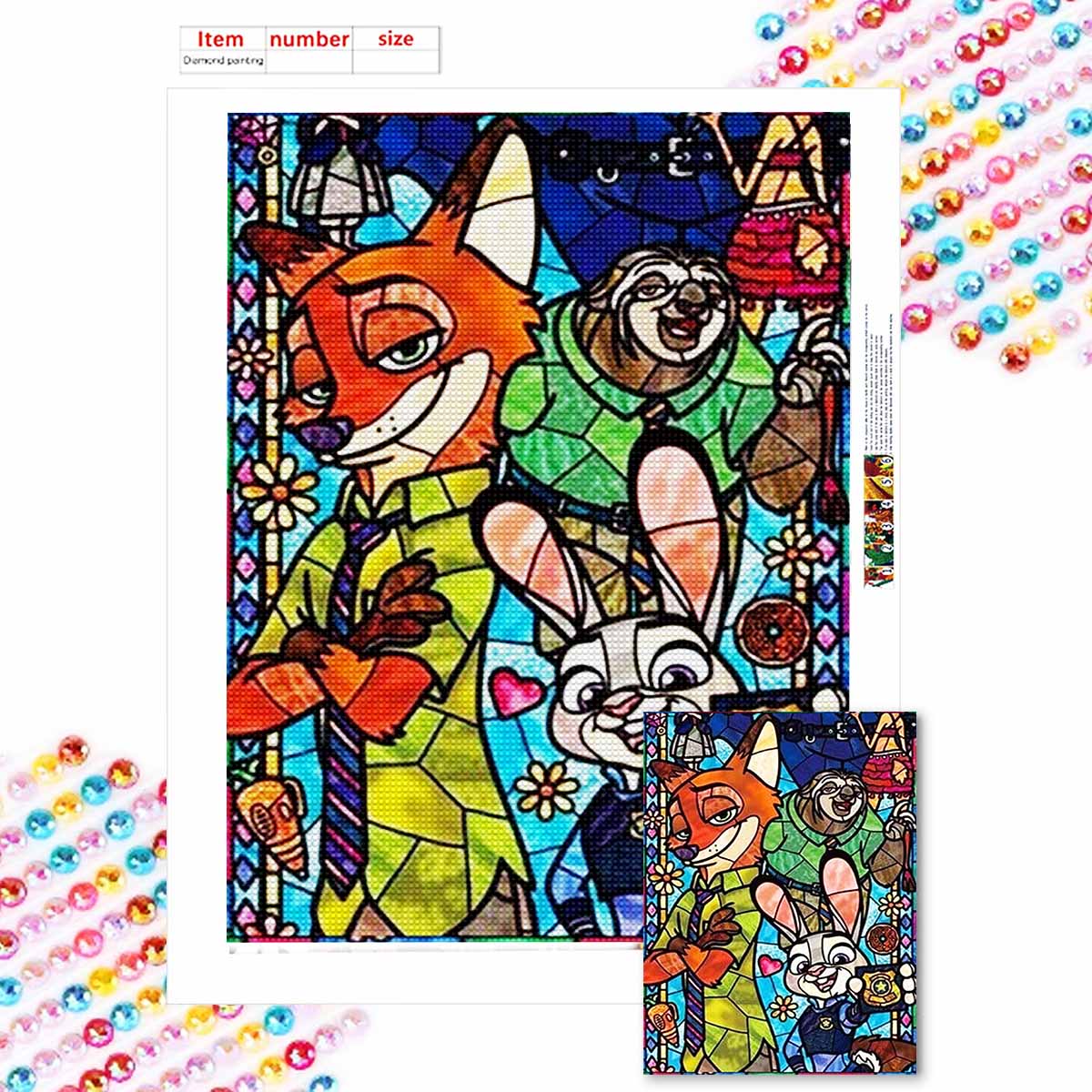 

Полная круглая алмазная живопись Зверополис Искусство Стразы Картина Мозаика Сделай сам 5D Вышивка крестом Домашнее украшение Round 20x30cm