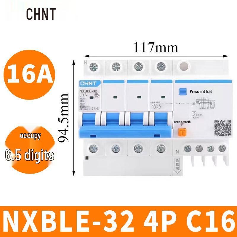 Chint Leakage Protector Circuit Breaker: 2P, 1P3P+N, 4P with Leakage Protection (32A, 20A, 40A, 63A) Air Switch