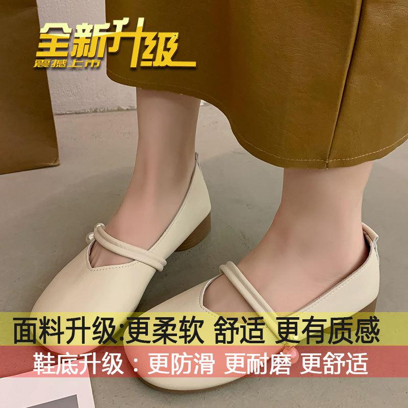 

French low-heeled shallow-mouth single shoes for women s 2025 autumn new gentle evening shoes with skirt round head fashionable small leather shoes 35