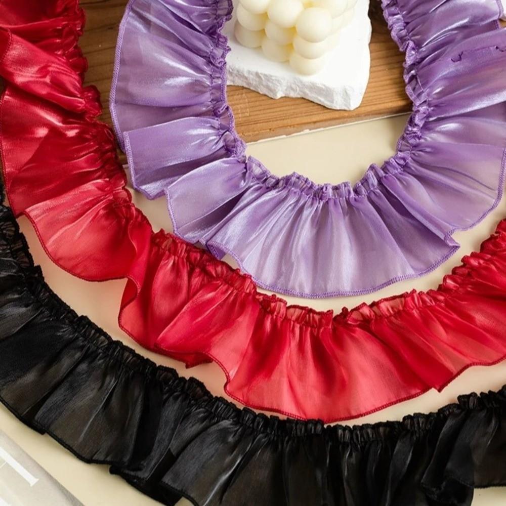 New 7cm Wide Satin Ribbon Trim Pleated Shiny Yarn Pleated Lace Trim DIY Ruffled Edge Ruffle Trim Dress Decoration