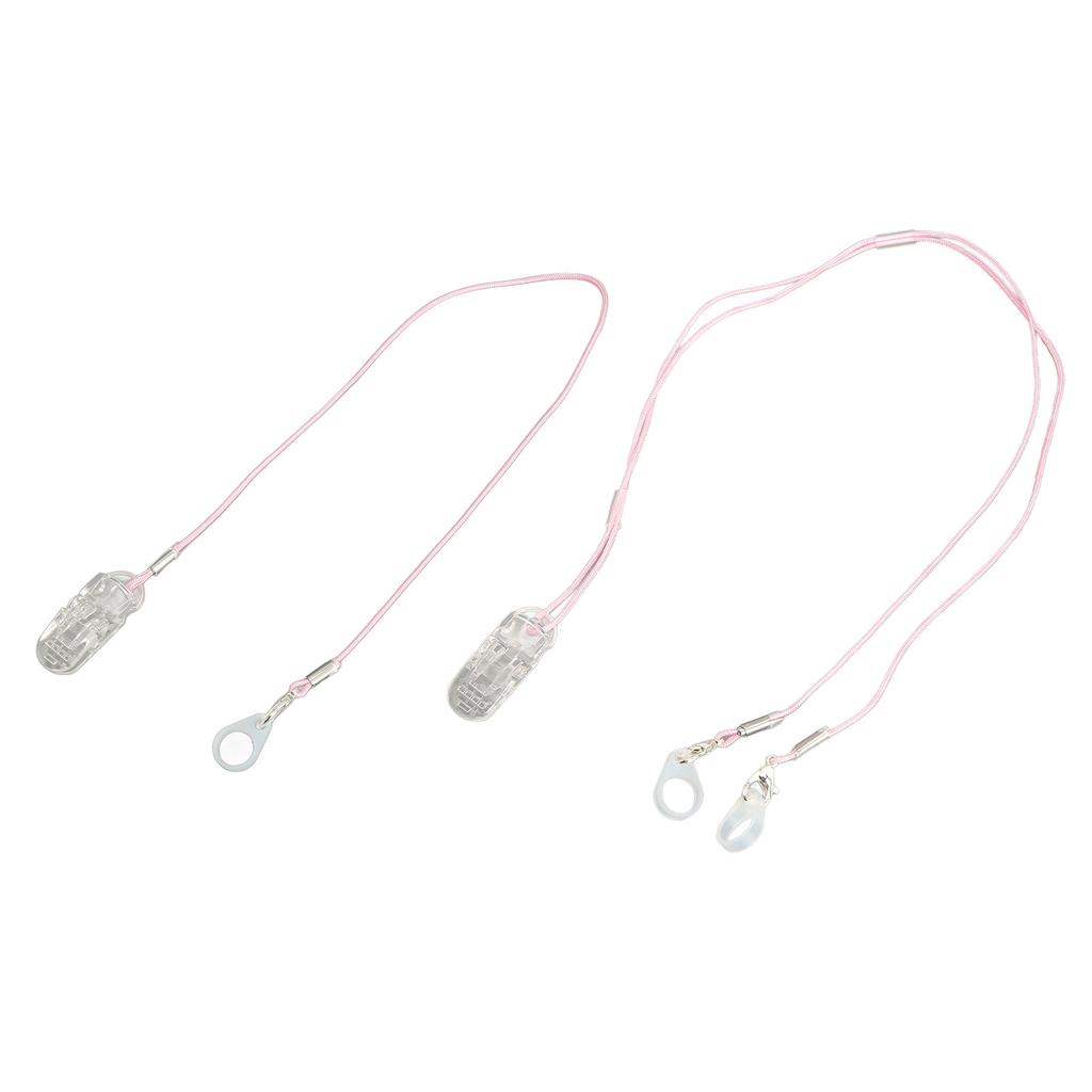 Hearing Aid Holder Transparent Clip Pink Rope Nylon Easy Fixing Hearing Aid Lanyard for Gardening Wo