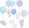 Decorative Sticker For Kids - Rabbits With Balloons Blue