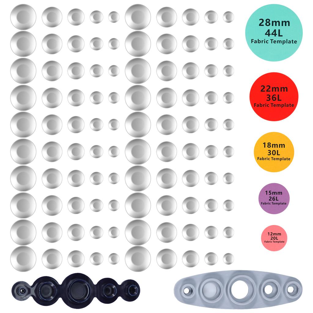 100/120 Pcs Cover Button Kit  5 in 1 Button Tool Aluminum Alloy Button Craft Kit with Tool 6 Size DIY Fabric Cloth Cover Buttons