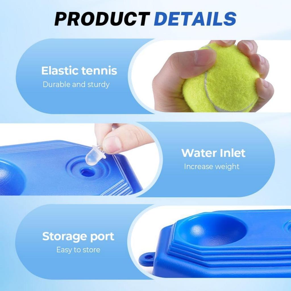 Tennis Training Base with Ball and Elastic Cord Durable Square-Shaped Design for Solo Practice and Skill Improvement