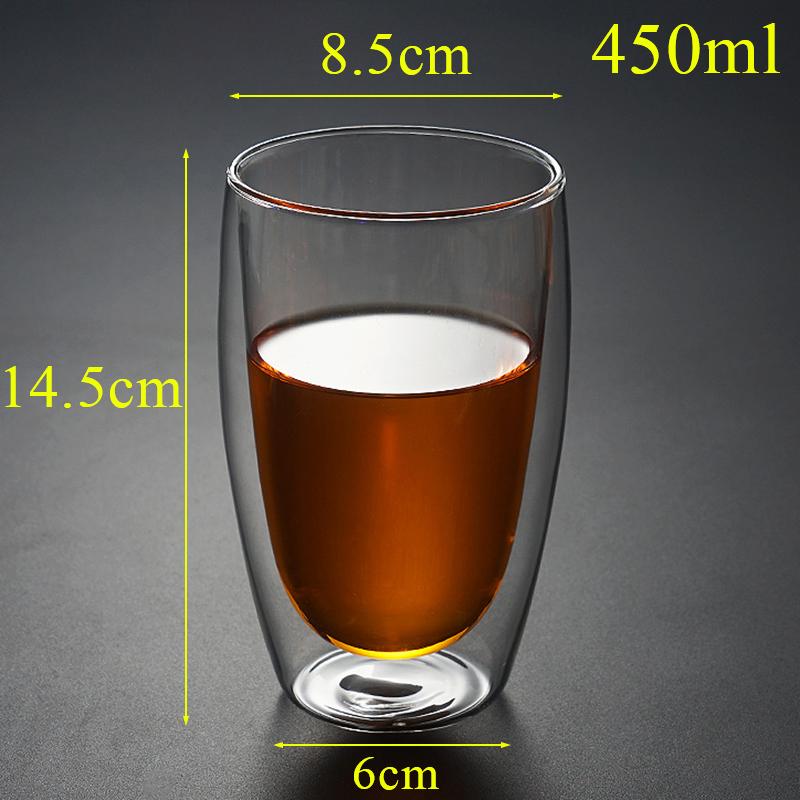 2/3/4Pcs Double Wall High Borosilicate Glass Mug Heat Resistant Tea Milk Lemon Juice Coffee Water Cup Bar Drinkware Lover Gift