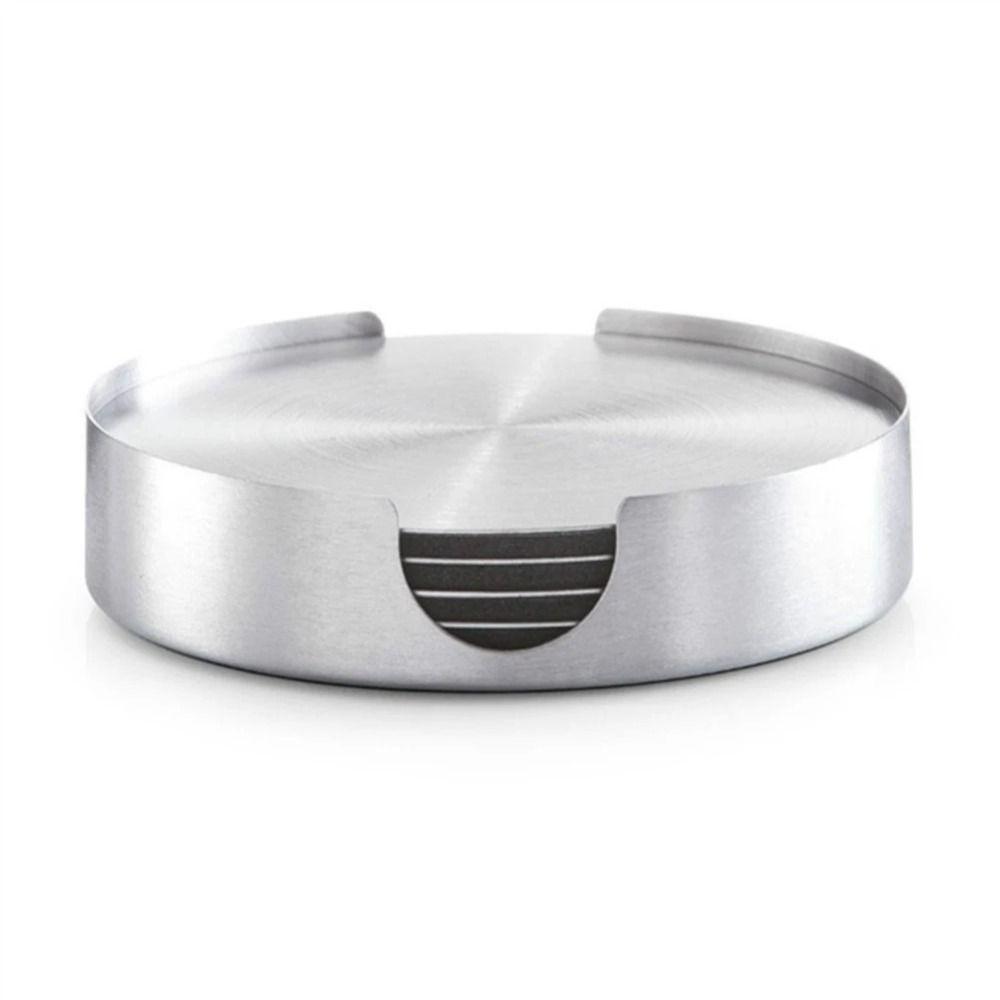 6Pcs/Set Heat-resistant Stainless Steel Coaster Non-slip Round Tea Cup Coaster Mug Pad  Bar