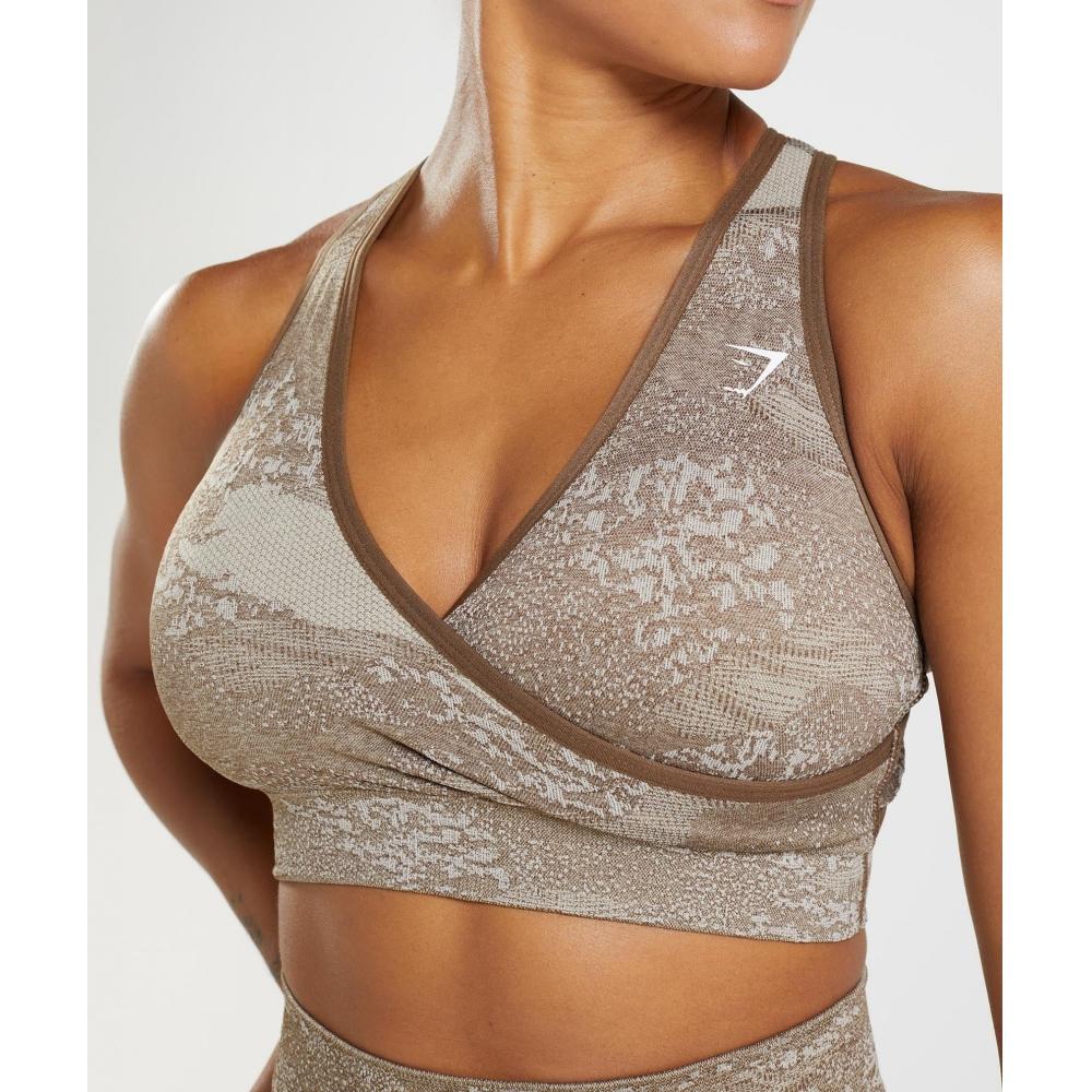Gymshark Adapt Camo Seamless Sports Bra Pebble Grey Soul Brown B3a4d Gbwl