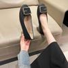 French Thick Heel Niche Design Sense Single Shoes Women's Spring and Autumn New Low Heel Square Head Square Buckle Temperament Ladyshoes Women