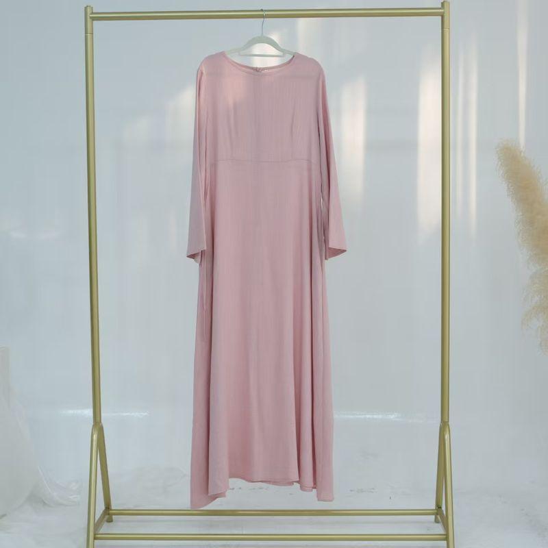 

Fashion New Arrival Fashion Lace up Slim Fit Waist-Tight Robe Dress round Neck Long Robe Dress Pink XL