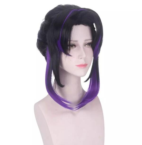 Anime 35cm Women Cosplay Wigs Demon Slayer Kimetsu No Yaiba Kochou Shinobu Wig Cosplay Costume Heat Resistant Synthetic Hair