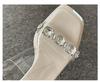 Women Summer High Heel Sandals 2025 New Outdoor Transparent Rhinestone Platform Shoes Fairy Sexy Crystal Chunky Heel Sandals