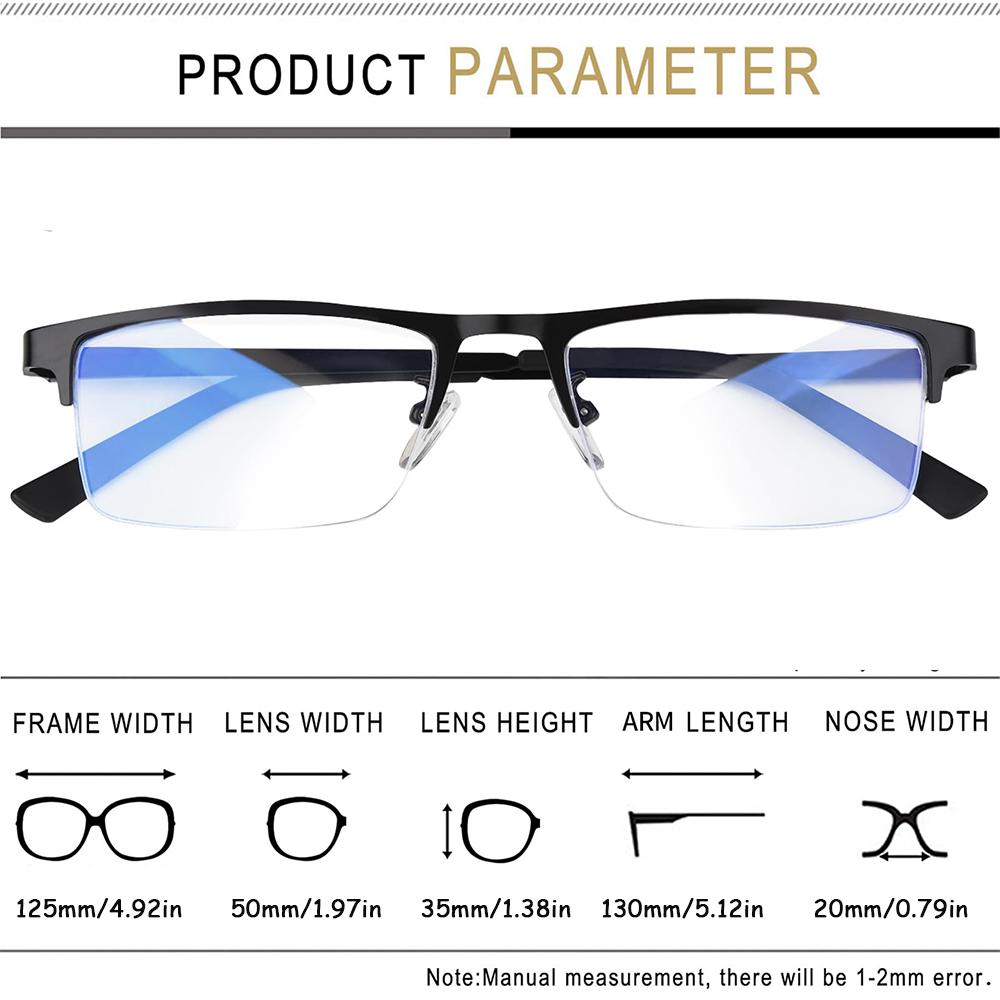 Reading Glasses for Men Women Alloy Eyeglass Frame Spring Hinge Glass Anti Glare Filter Lightweight Eyeglasses Quality Readers