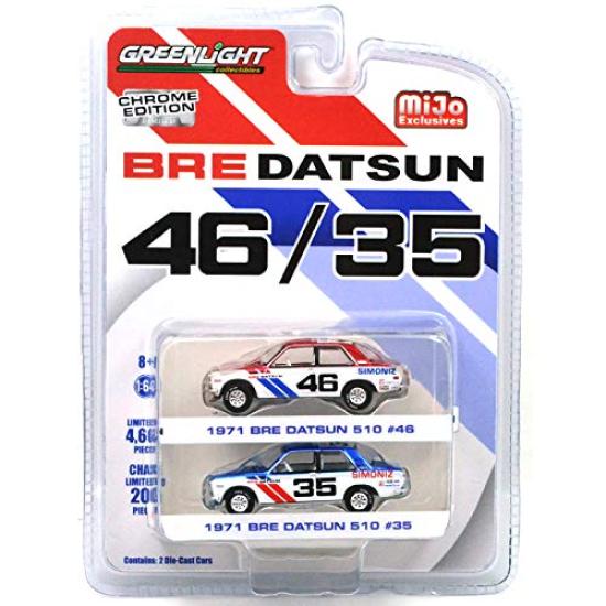 GREENLIGHT MiJo EXCLUSIVE BRE DATSUN Greenlight Scale Limited Edition Exclusive BRE Datsun 1971 BRE Datsun 510 164 - 164 MiJo - (Chrome Edition)