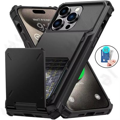 Case for IPhone 16 15 14 13 12 11 Pro Max X XR XS 7 8 Plus Wallet Case Card Holder ID Slot Scratch Bumper Rugged TPU Cover for Samsung S24 S23 Utlra