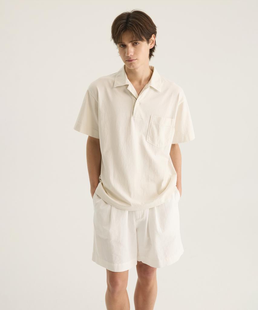 Oteumilkape Pigment-Dyed One-Pocket Polo Shirt - Ivory