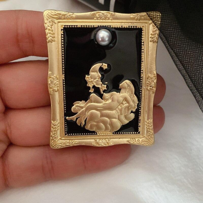 

Винтажные матовые золотые Пикассо в стиле барокко, броши с картиной маслом для женщин, эмалированная художественная брошь высокого качества, брошь для девочек, заколки для хиджаба жёлтый