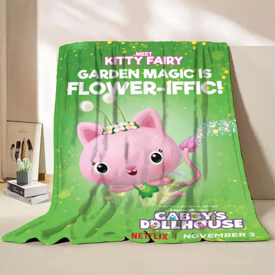 Gabbys Dollhouse Flannel Fluffy Fleece Blanket for Home Bedroom Bed Sofa Office Children Cover Adult Soft Blanket Kids Cute Gift