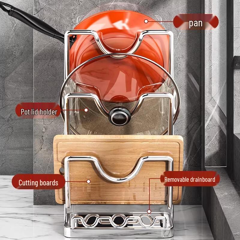 YOUQIN Stainless Steel Pot Lid & Cutting Board Holder