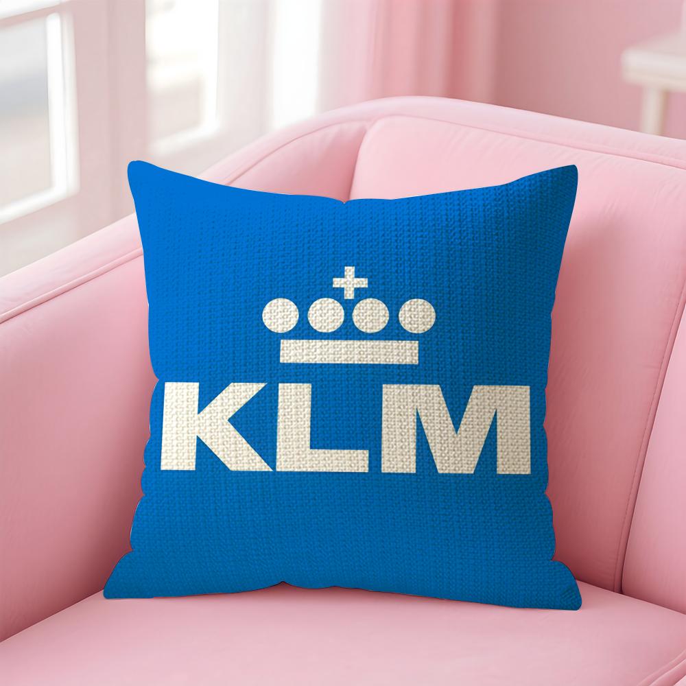 

Netherlands KKlm Airlines Cushion Cover Natural Linen Pillow Case DoubleSided Print Decorative Sofa Pillowcase Home Decor Gift 30x30cm