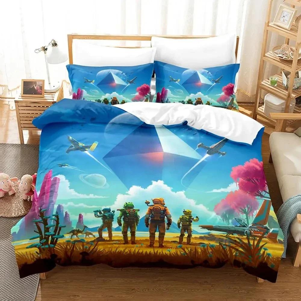 3D Print Game No Mans Sky Bedding Set Duvet Cover Bed Set Quilt Cover Pillowcase Comforter King Queen Size Boy Adult Bedding Set