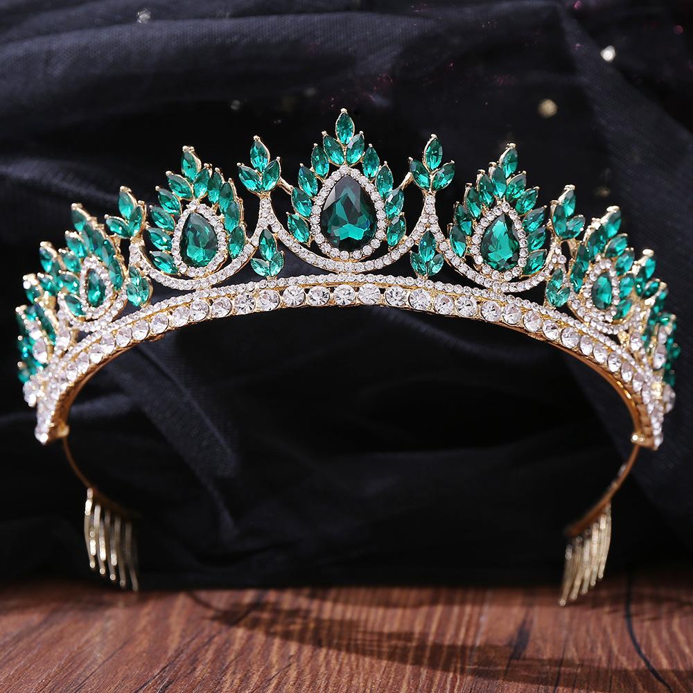 Bridal Crown Baroque Crown Accessories Red Crystal Rhinestone Wedding Hair Comb