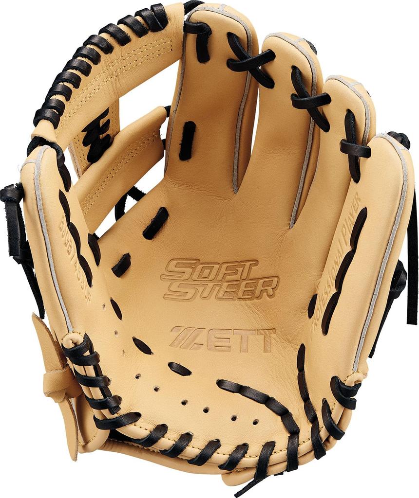 ZETT Youth Baseball Soft Pastel Brown X Black BJGB74530F Glove, Steer, All-Around, Left-Handed Throw, (3219), Size M,