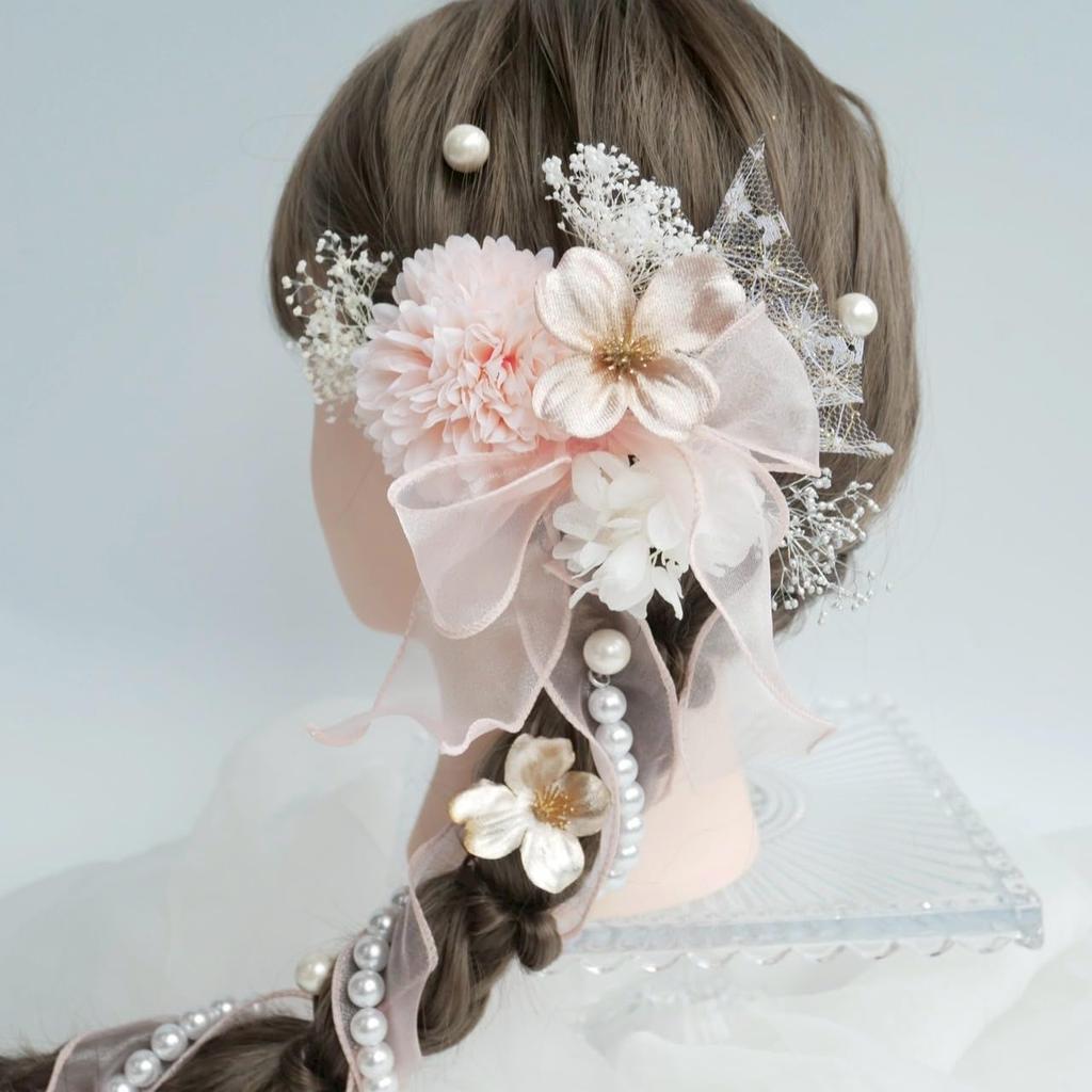 Pearl Hair Ornament with Dried Perfect for and Weddings X P24 [Lomeri] Flowers, Coming-of-Age Ceremonies, Graduations, (Gold Pearl)