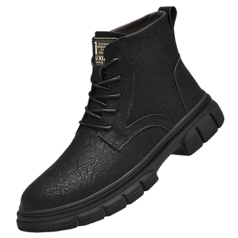 Men's Retro High-Top Leather Boots - Fashionable Casual Motorcycle Work Shoes for Autumn
