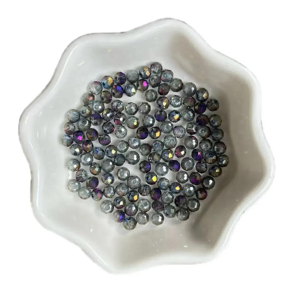 100pcs Czech Rondelle Crystal Beads AB Color Faceted Glass Beads Loose Spacer Beads for Jewelry Making DIY Necklace Accessories