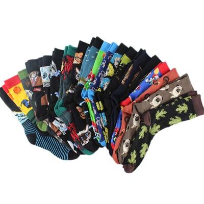 Cartoon Baumwolle Socke Männer Mode Retro Malerei Clown Affe Schädel Katze Drucken Mid Herren Socken Neue Ankunft Neuheit Lustige Verrückte socke
