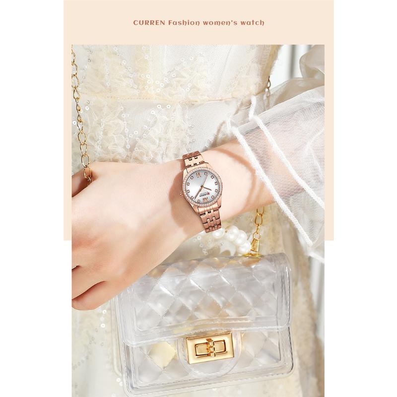 CURREN New Top Women's Watch Fashion Diamond Watches Small Light Thin Steel Band Fashion Waterproof Quartz Watches
