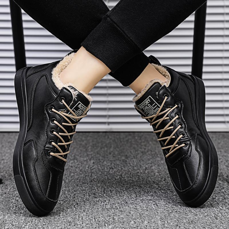 Warm Winter Boots Men Work Winter Cotton Shoes For Men Lace Up Fashion Plush Comfort Men's Boots Casual Winter Shoes Male