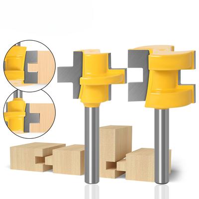 3-Tooth T-Shaped Tenon Cutter Square Tooth Tenon Cutter, Floor Cutter, Puzzle Cutter, Woodworking Milling Cutter, Engraving Cutter, Yellow Paint