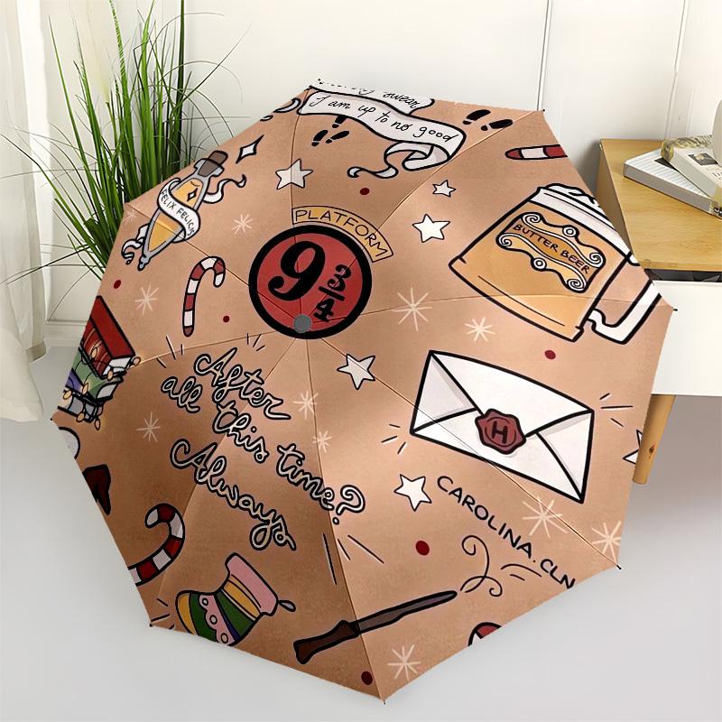 

1pc Harry Potter themed illustration Umbrella with Plastic Handle,Cartoon Pattern,Suitable for All Seasons Multi-functional Umbrella475