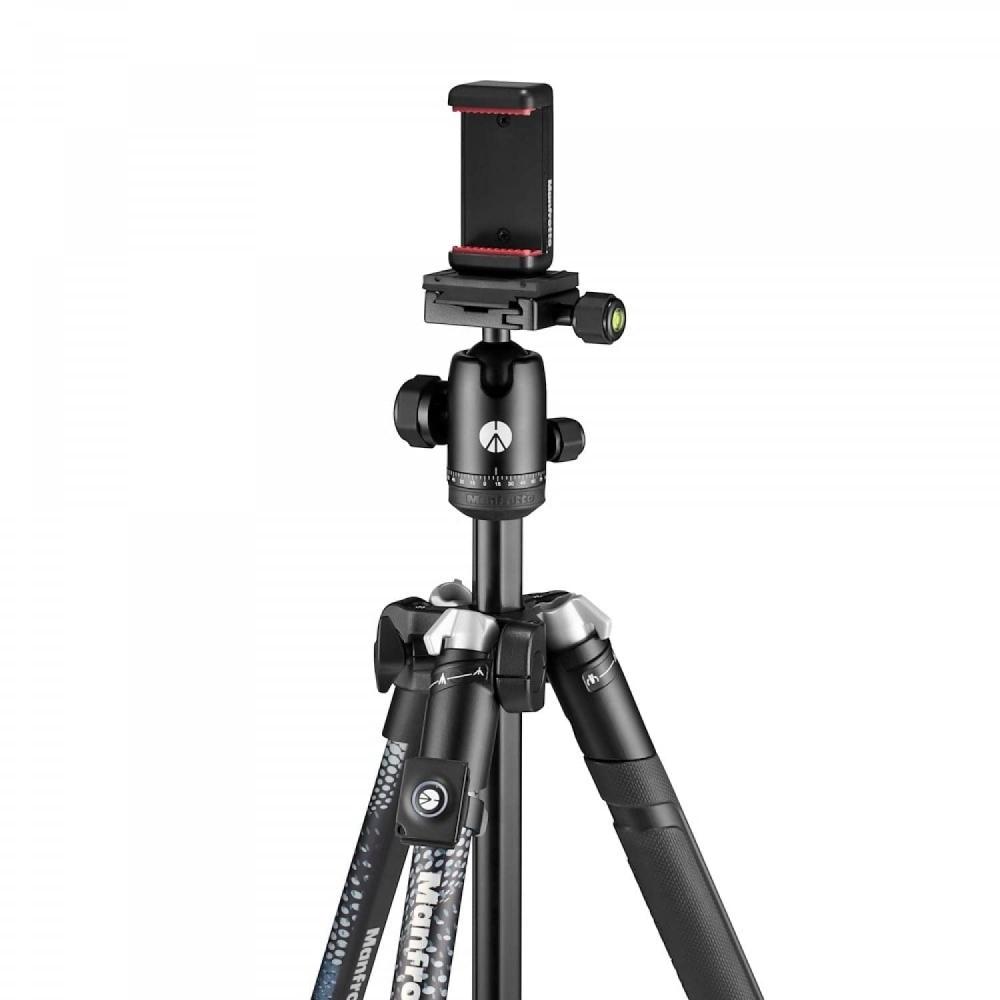 Manfrotto Element de trepied pentru smartphone MII Kit MBT de trepied cu 4 niveluri din aluminiu Telecomandă neagră inclusă Geantă de transport inclusă Adaptor pentru smartphone inclus Ma