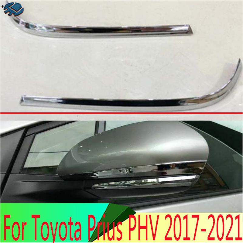 For Toyota Prius PHV 2017- Car ABS chrome back rear view Rearview Side Mirror Cover stick trim frame lamp hood eyebrow