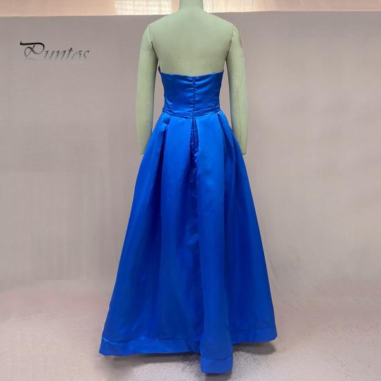 Dame Kveldskjole Bandeau Off Shoulder Ryggløs Ermeløs Høy Splitt A-linje Stor Sving Plissert Glidelåslukking Bak Ytelse Bryllup Maxikjole