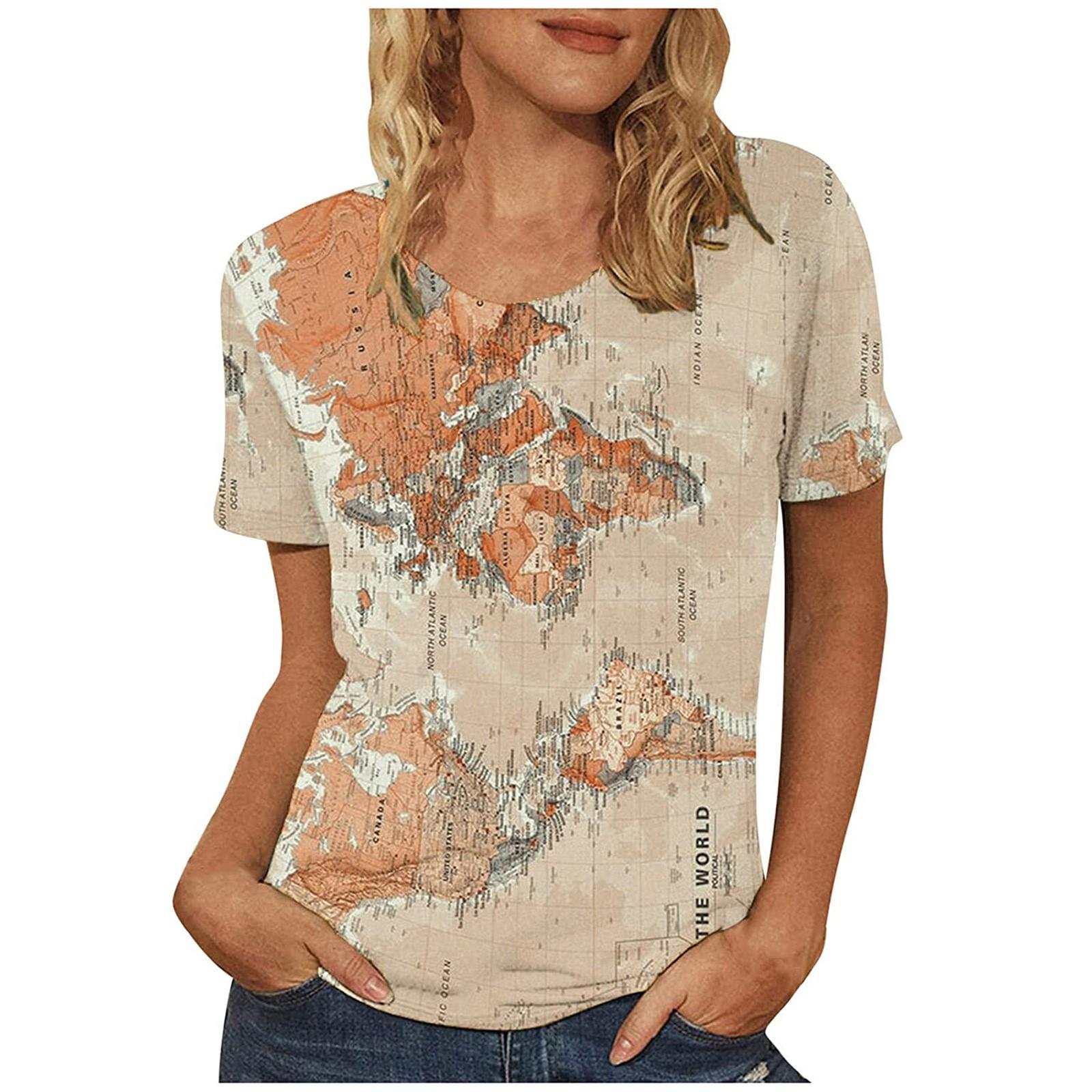 

Женская повседневная модная летняя футболка с короткими рукавами и принтом 6XL чёрный