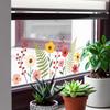 Static Cling Glass Window Stickers Colorful Small Flowers Leaves for Cabinet Shop Window Home Decor