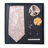 Tie Men'S Trend Net Color Striped Cashew Nut Tie 6-Piece Gift Box Square Scarf Tie Clip Corsage Set