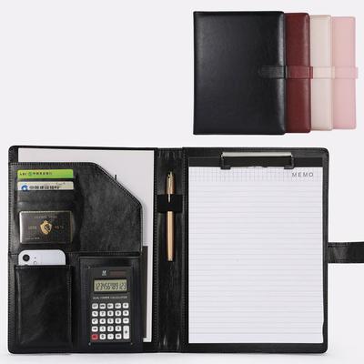 A4 Business Padfolio File Folder for Document Holder Clipboard Folder Caculator PU Leather Organizer Meeting Writing Pad Office