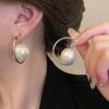 Fashion Circle Round Big Circle Earrings For Women Korean Simulated Pearl Drop Eariing Girls Party Wedding Jewelry Gifts