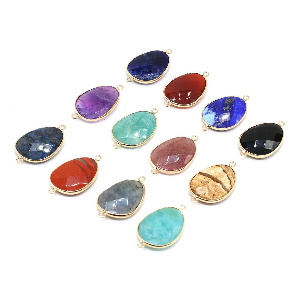 1 Peça, Conector de Cristal de Cura Reiki, Conectores de Pedra Natural Energética Pedras Preciosas para Fazer Joias DIY Acessórios de Colar Pulseira Artesanato