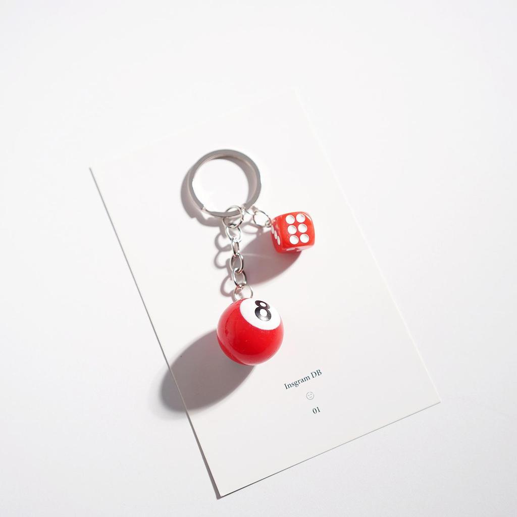 Creative Billiard Dice Keychain & Number Pendant Charm