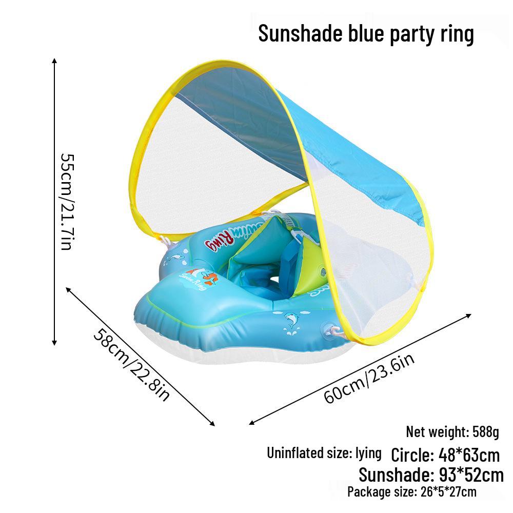 Foldable Baby Inflatable Swim Ring with Canopy Shade