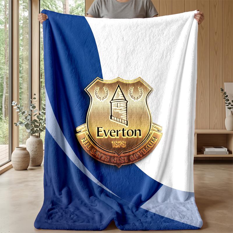 Everton Fußball Druck Flanell Decke, Weiche Warme Leichte Überwurfdecke für Sofa Bett Camping